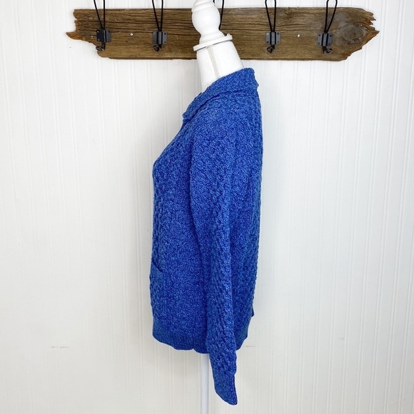 Irish Aran Co 100% Wool Cardigan Zip Front Blue - Picture 10 of 10